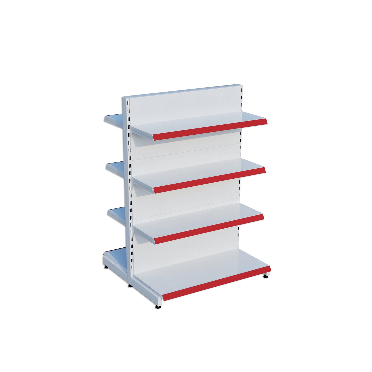 Beyaz Renk 4 Katlı Çiftli Orta Reyon | Market Rafı | Yükseklik H140 CM|