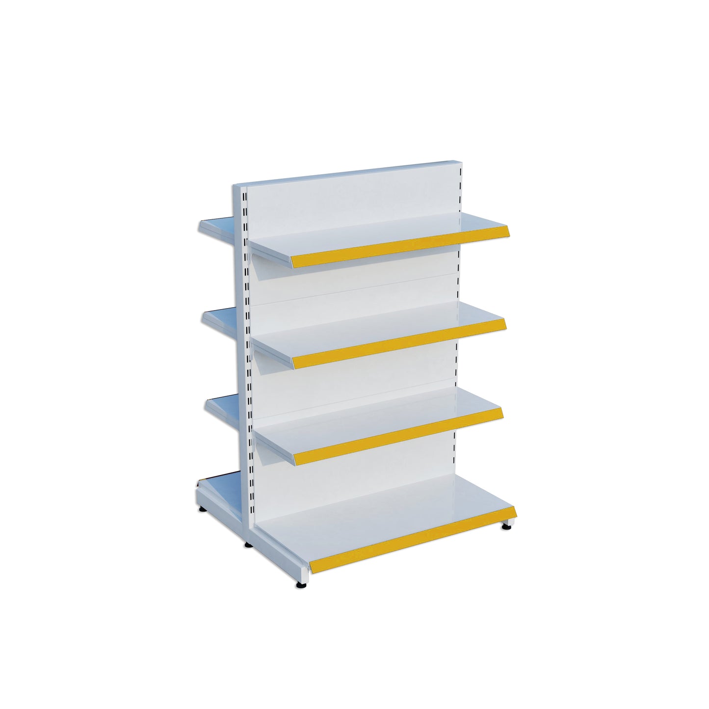 Beyaz Renk 4 Katlı Çiftli Orta Reyon | Market Rafı | Yükseklik H140 CM|