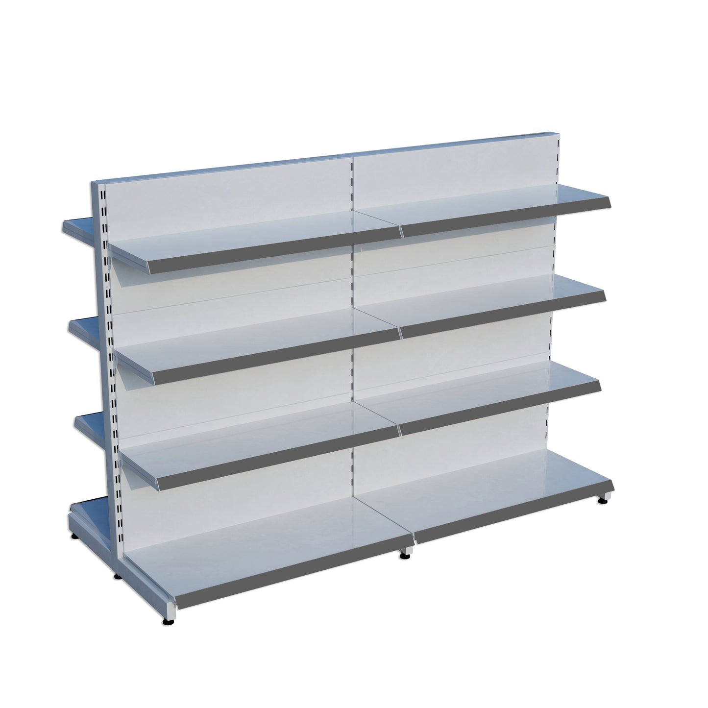 Beyaz Renk 4 Katlı Çiftli Orta Reyon | Market Rafı | Yükseklik H140 CM|