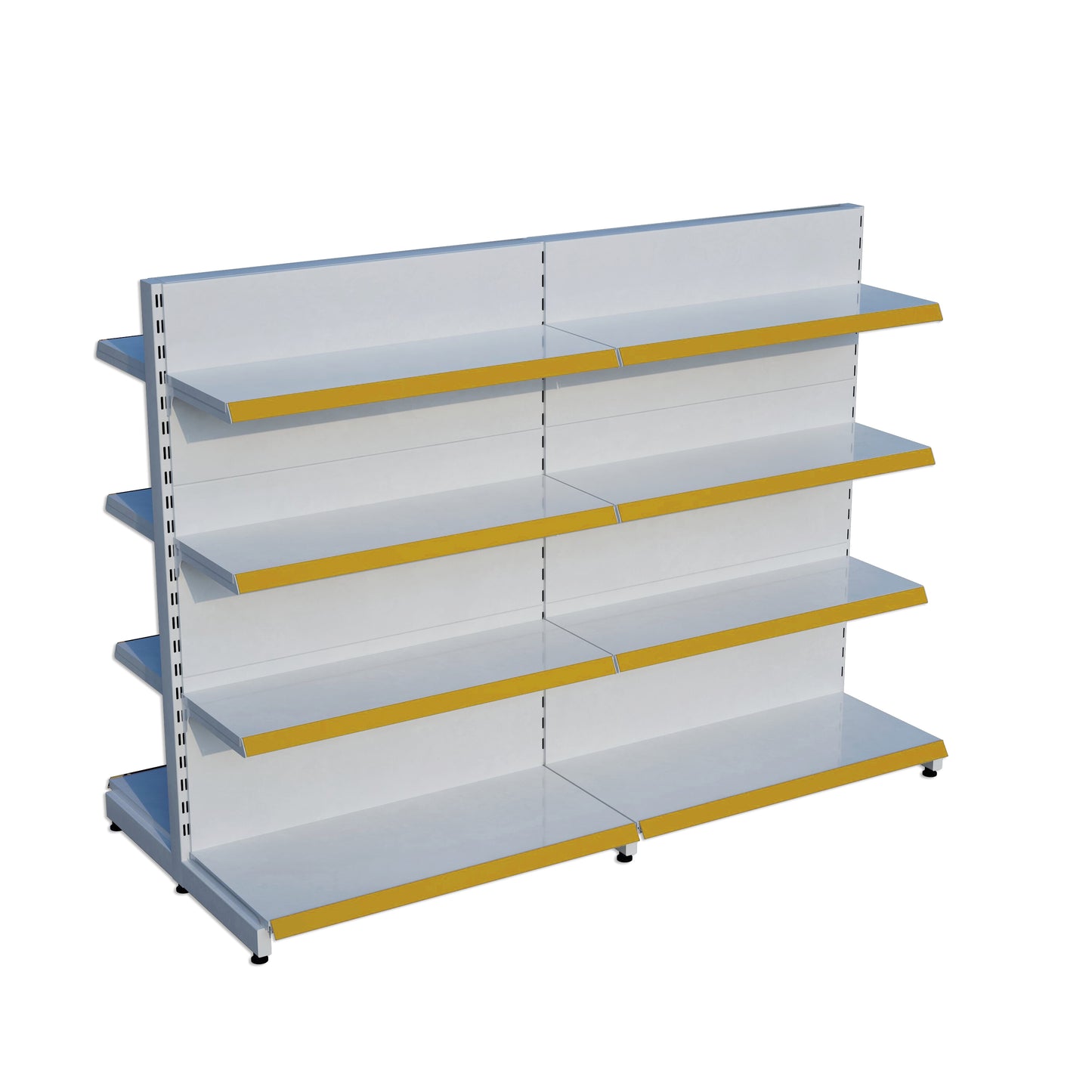 Beyaz Renk 4 Katlı Çiftli Orta Reyon | Market Rafı | Yükseklik H140 CM|