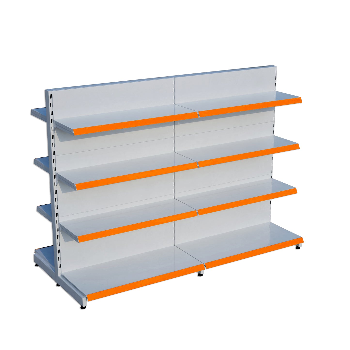 Beyaz Renk 4 Katlı Çiftli Orta Reyon | Market Rafı | Yükseklik H140 CM|