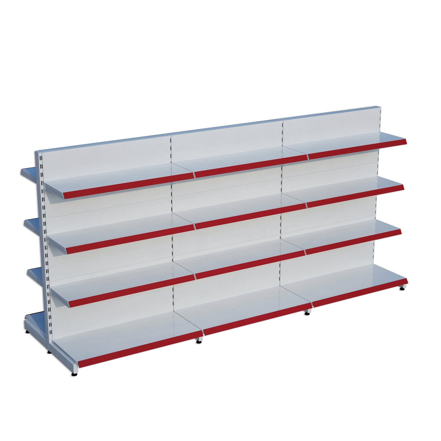 Beyaz Renk 4 Katlı Çiftli Orta Reyon | Market Rafı | Yükseklik H140 CM|