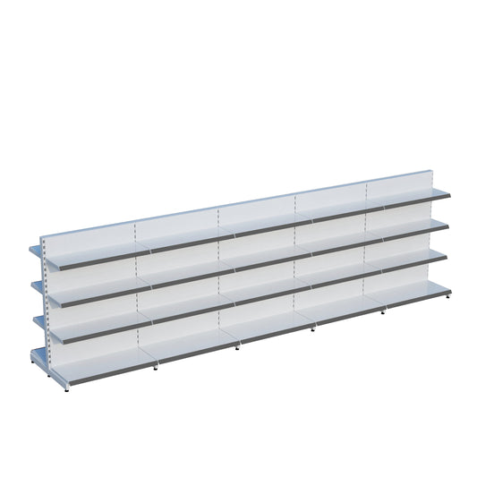 Beyaz Renk 4 Katlı Çiftli Orta Reyon | Market Rafı | Yükseklik H140 CM|