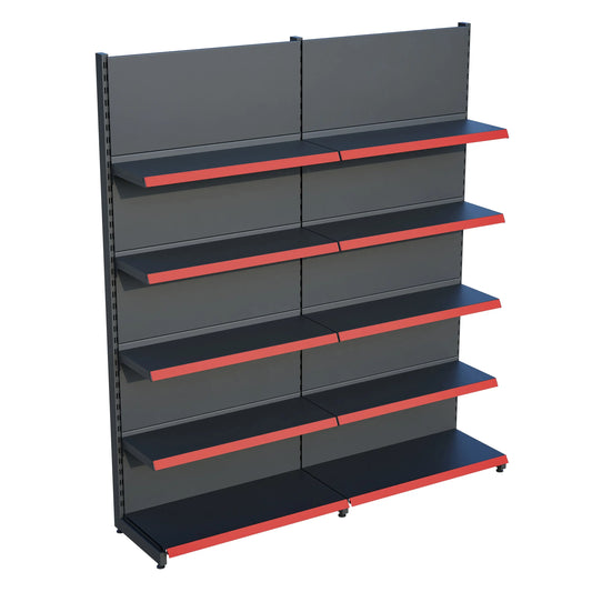 Antrasit Siyah Metal 5 Katlı 2'li Birleşik Katlı Market Raf Sistemi | Market Rafı |  G180CM Yükseklik H220 CM| Raffar