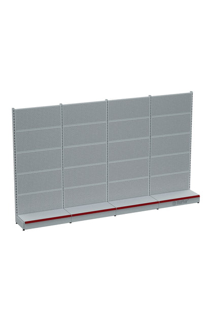 BAZALI Beyaz Renk Metal 4'lü Birleşik Market Raf Sistemi | Market Rafı | G360CM Yükseklik H220 CM|