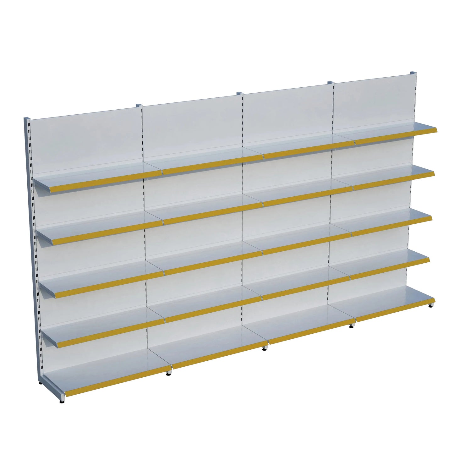 Beyaz Metal 5 Katlı 4'lü Birleşik Katlı Market Raf Sistemi | Market Rafı | G360CM Yükseklik H220 CM| Raffar