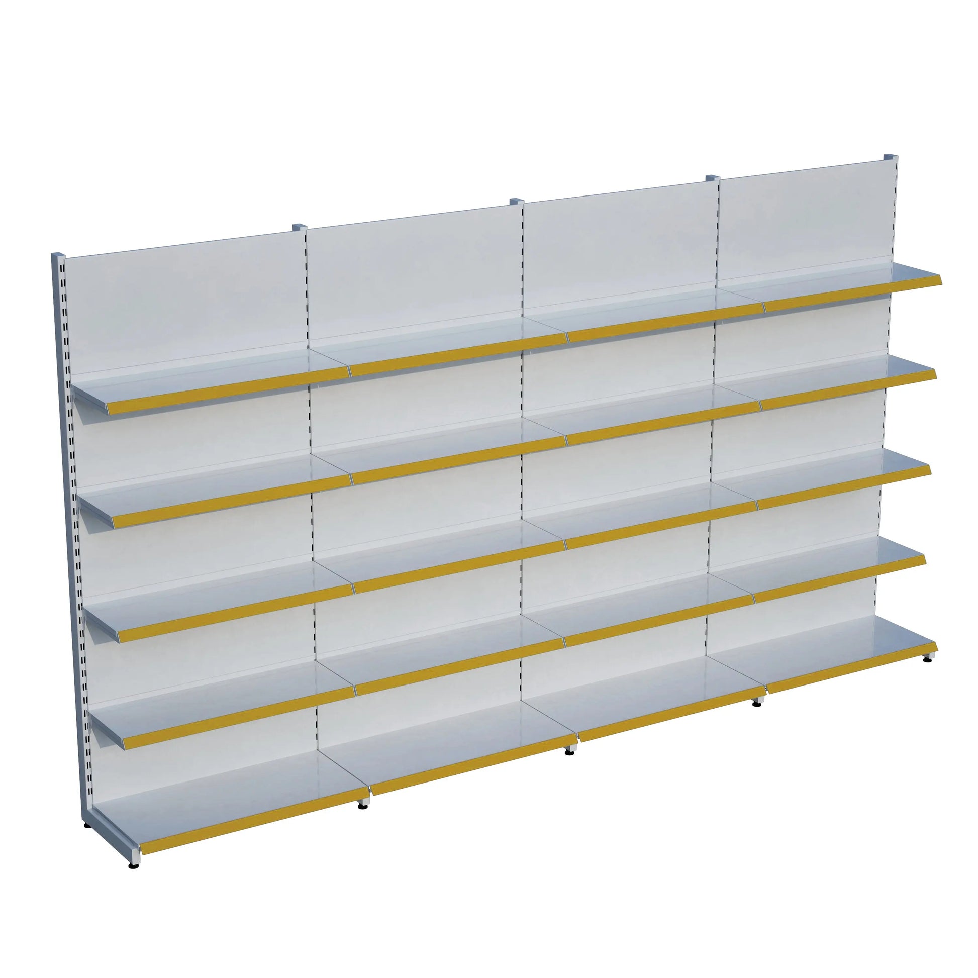 Beyaz Metal 5 Katlı 4'lü Birleşik Katlı Market Raf Sistemi | Market Rafı | G360CM Yükseklik H220 CM| Raffar