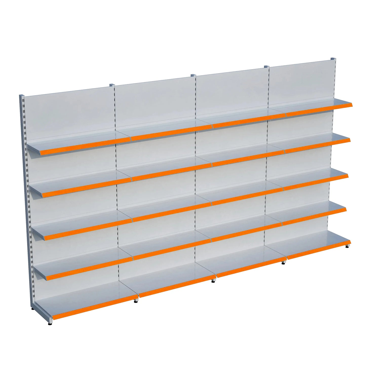 Beyaz Metal 5 Katlı 4'lü Birleşik Katlı Market Raf Sistemi | Market Rafı | G360CM Yükseklik H220 CM| Raffar