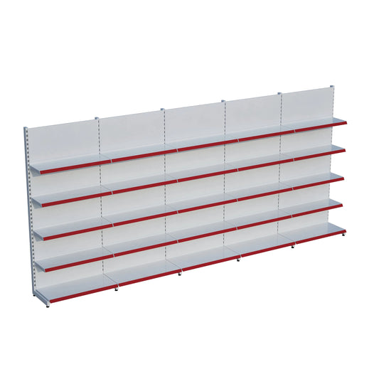 Beyaz Metal 5 Katlı 5'lİ Birleşik Katlı Market Raf Sistemi | Market Rafı | G450CM Yükseklik H220 CM| Raffar