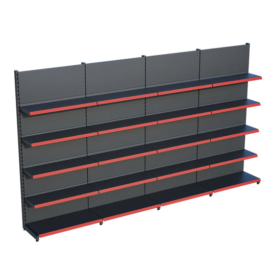 Antrasit Siyah Metal 5 Katlı 4'lü Birleşik Katlı Market Raf Sistemi | Market Rafı | G360 CMYükseklik H220 CM| Raffar