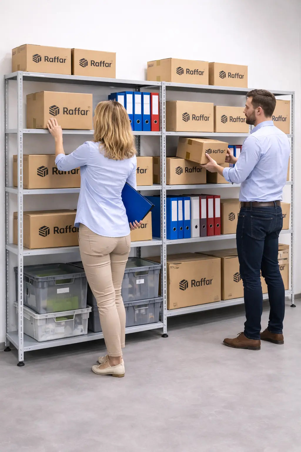 Galvaniz 6 Katlı 3Lü Birleşik Arşiv Raf Sistemi - Çelik Raf - Metal Raf Raffar
