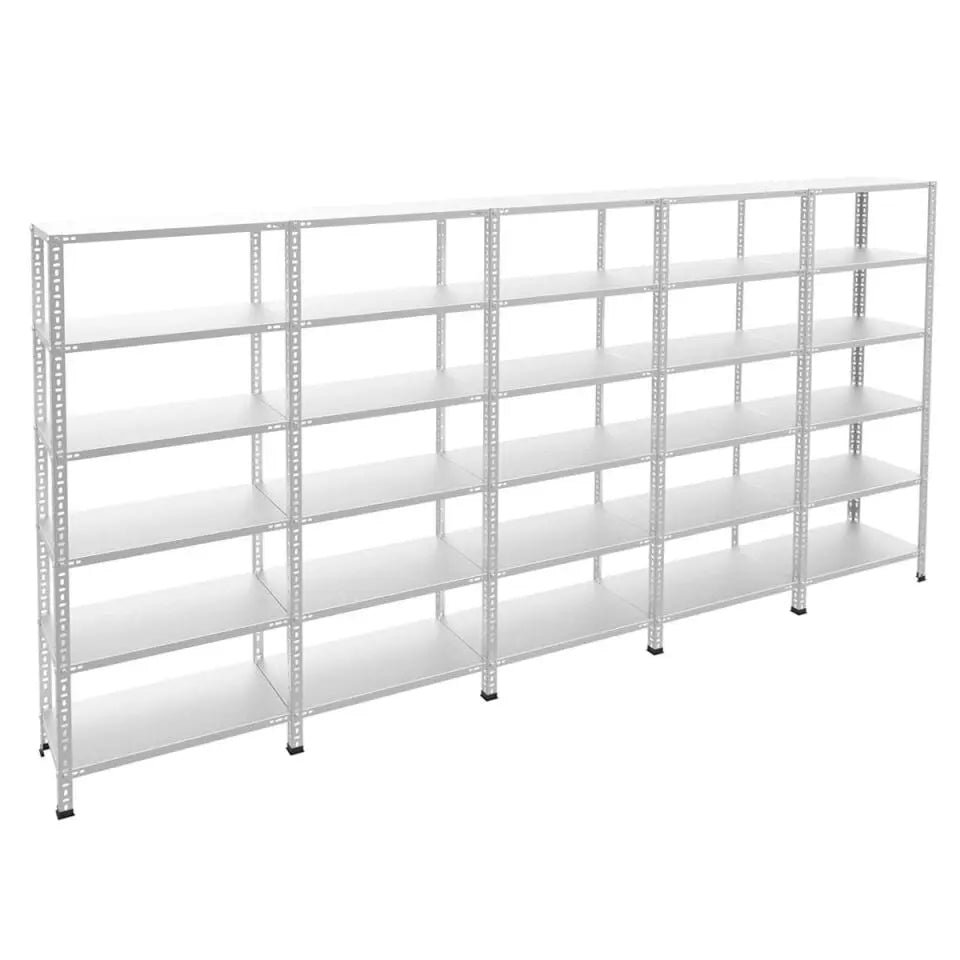 Galvaniz 6 Katlı 5Li Birleşik Arşiv Raf Sistemi - Çelik Raf - Metal Raf Raffar