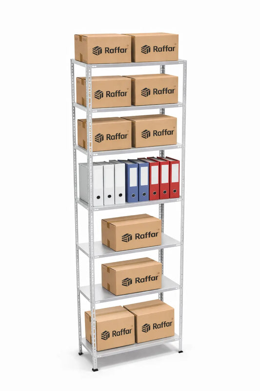 Galvaniz 7 Katlı Arşiv Raf Sistemi - Çelik Raf - Metal Raf Raffar