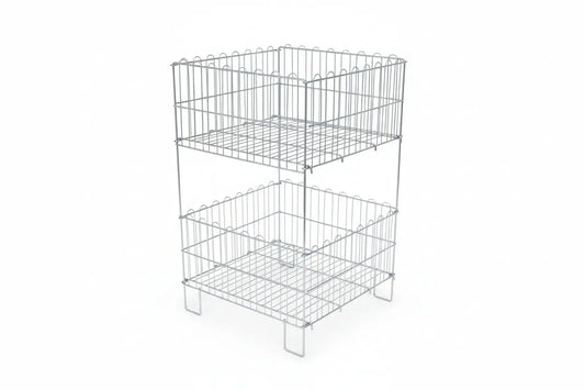 Katlanır Sepet Çift Katlı Tel Sepet 53x53 Cm Raffar